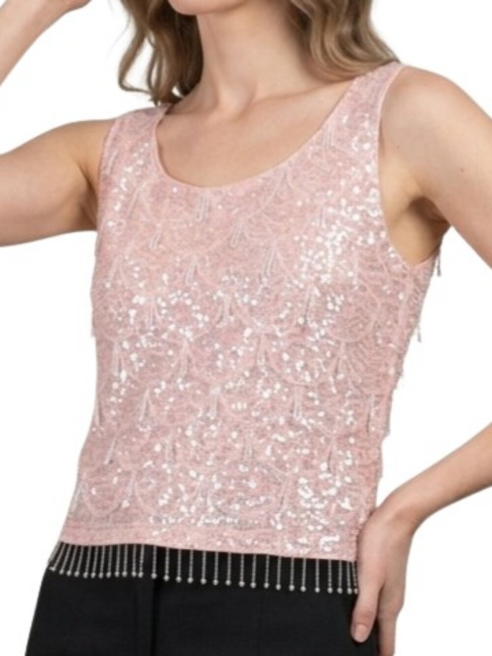 Vintage 1960s Made In Hong Kong Sequin Beaded Tank Top